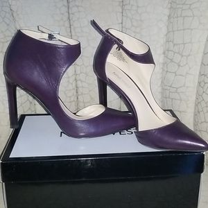 Leather Aubergine High Heels